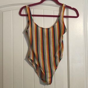 rainbow tank top bodysuit.